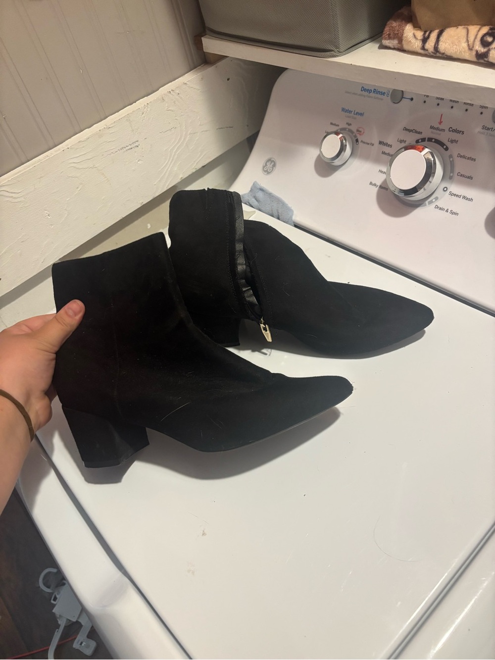 Black Suede Pointed Toe Ankle Boots - Women